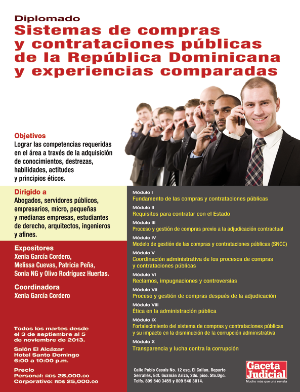 diplomado sistemas de compras y contrataciones públicas de la república dominicana y experiencias comparadas